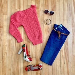 Anthropologie Knitted & Knotted puffed pullover sweater